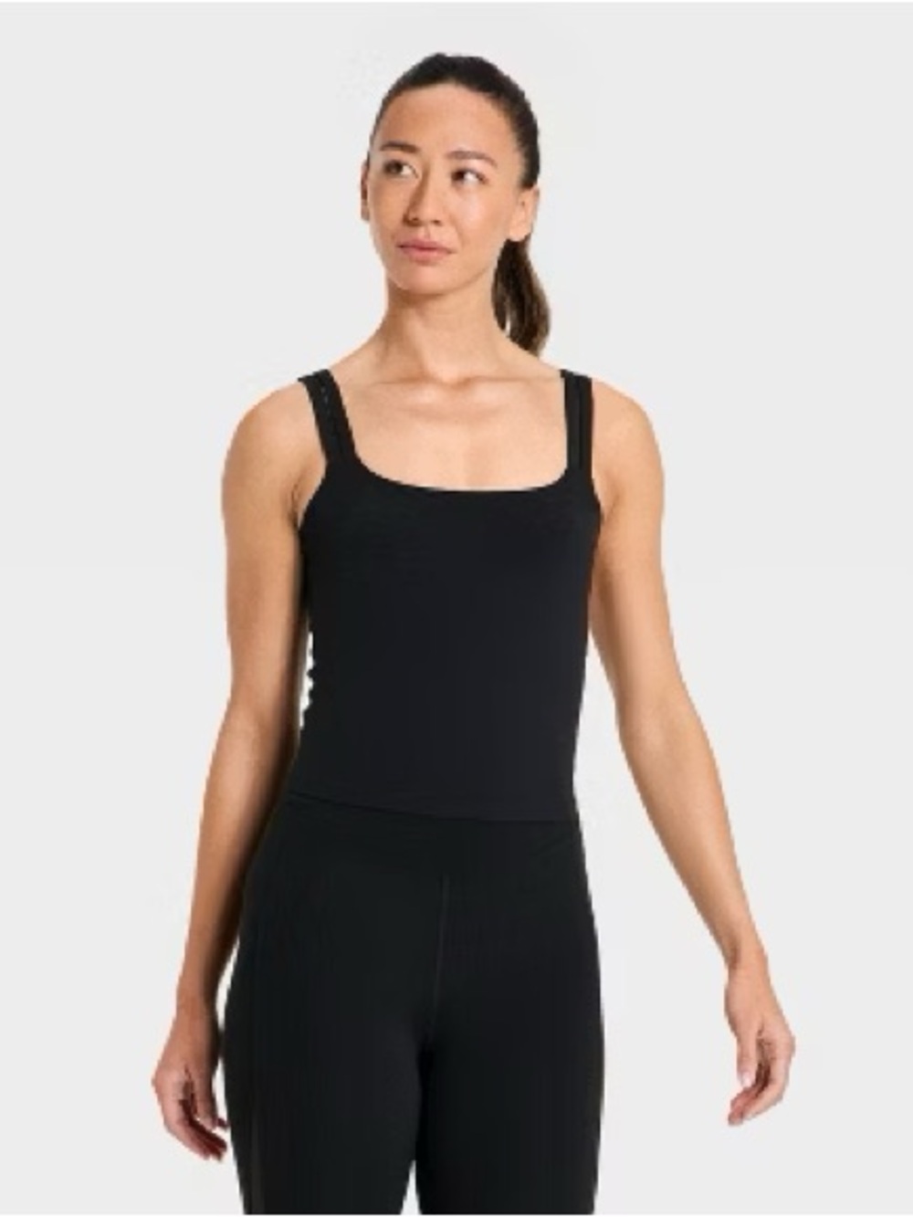 all in motion Black Square-Neck Athletic Top